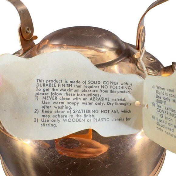 ODI Solid Copper Tea Kettle Tea Pot Made In Portugal Stamped Wooden Handle Knob - Picture 13 of 16